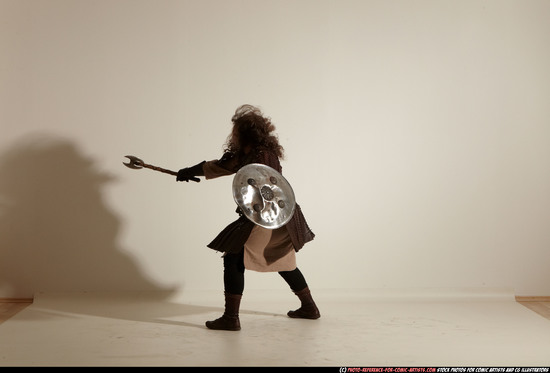 Man Adult Chubby White Fighting with sword Moving poses Army