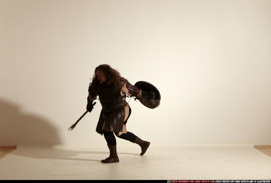 Man Adult Chubby White Fighting with sword Moving poses Army