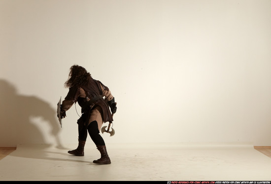 Man Adult Chubby White Fighting with sword Moving poses Army