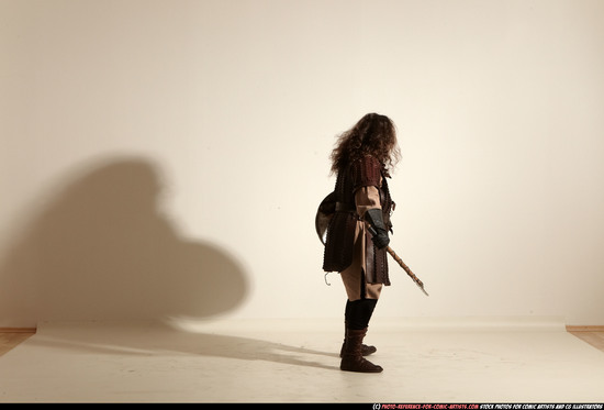 Man Adult Chubby White Fighting with sword Moving poses Army