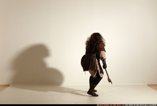 Man Adult Chubby White Fighting with sword Moving poses Army