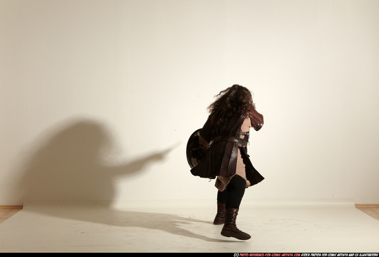 Man Adult Chubby White Fighting with sword Moving poses Army