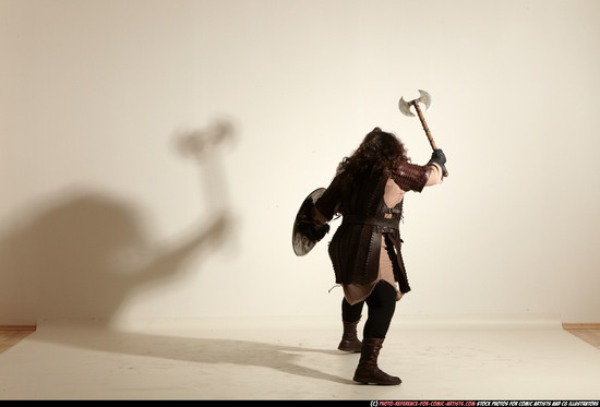 Man Adult Chubby White Fighting with sword Moving poses Army