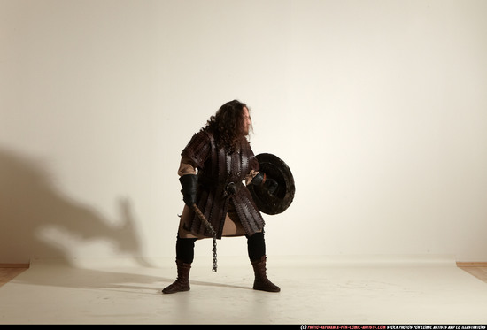 Man Adult Chubby White Fighting with hammer Moving poses Army