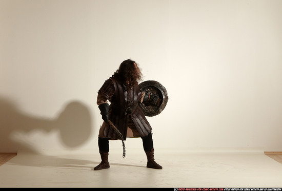 Man Adult Chubby White Fighting with hammer Moving poses Army