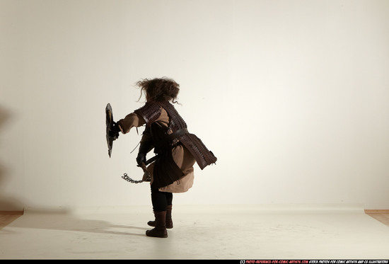 Man Adult Chubby White Fighting with hammer Moving poses Army