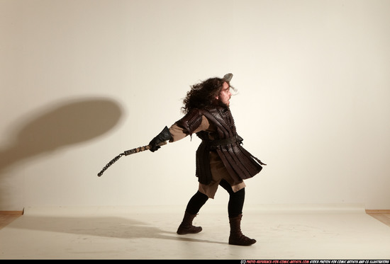 Man Adult Chubby White Fighting with hammer Moving poses Army