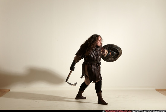 Man Adult Chubby White Fighting with hammer Moving poses Army