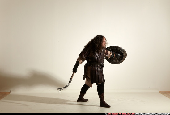 Man Adult Chubby White Fighting with hammer Moving poses Army