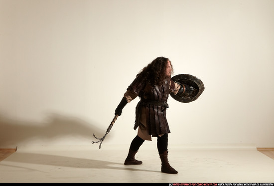 Man Adult Chubby White Fighting with hammer Moving poses Army