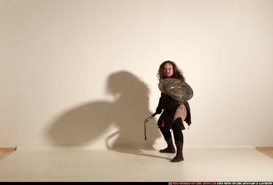 Man Adult Chubby White Fighting with hammer Moving poses Army