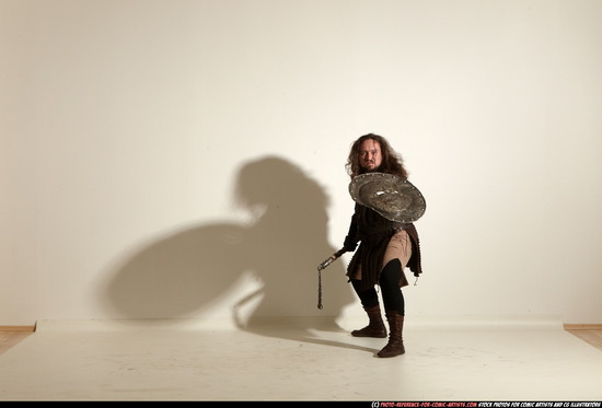 Man Adult Chubby White Fighting with hammer Moving poses Army