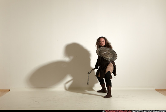 Man Adult Chubby White Fighting with hammer Moving poses Army