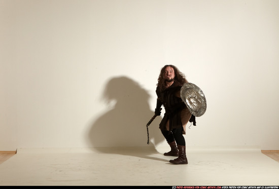 Man Adult Chubby White Fighting with hammer Moving poses Army