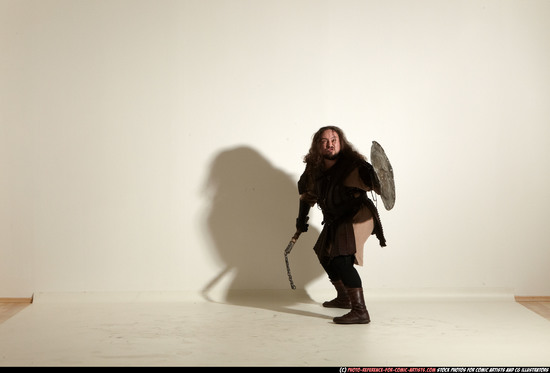 Man Adult Chubby White Fighting with hammer Moving poses Army