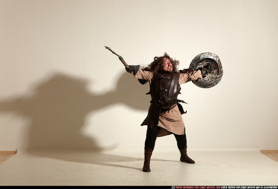 Man Adult Chubby White Fighting with hammer Moving poses Army