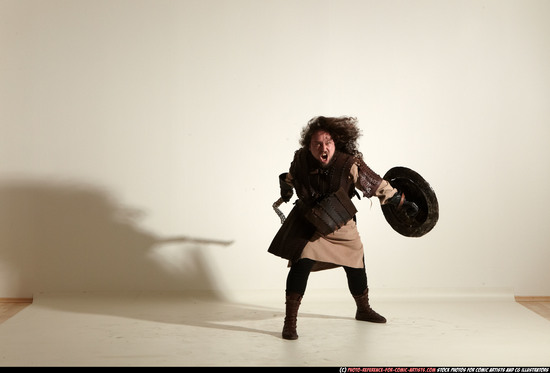 Man Adult Chubby White Fighting with hammer Moving poses Army