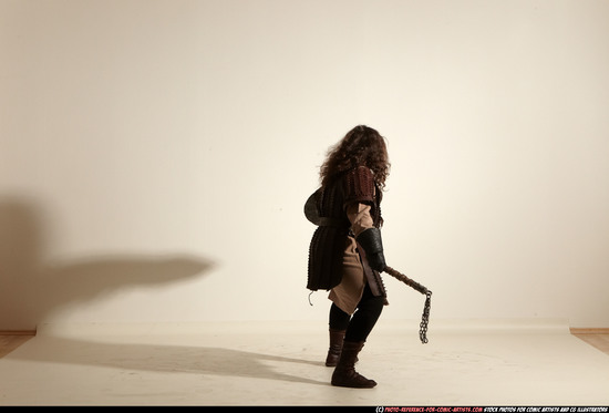 Man Adult Chubby White Fighting with hammer Moving poses Army