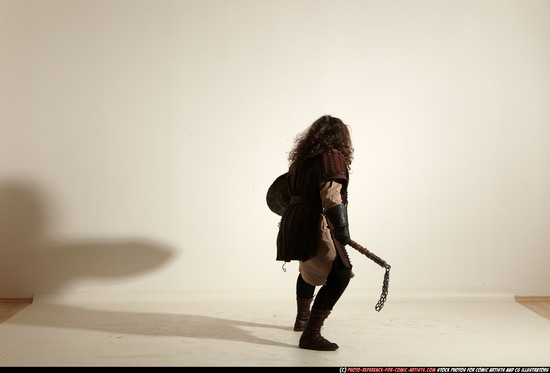 Man Adult Chubby White Fighting with hammer Moving poses Army