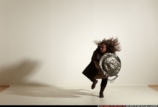 Man Adult Chubby White Fighting with hammer Moving poses Army