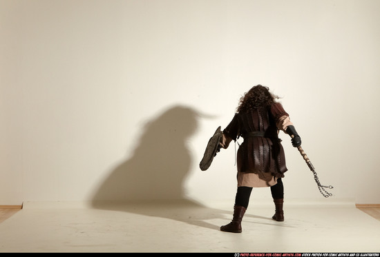 Man Adult Chubby White Fighting with hammer Moving poses Army