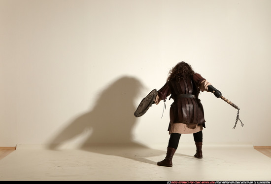 Man Adult Chubby White Fighting with hammer Moving poses Army