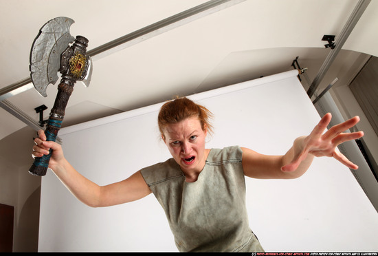 Woman Adult Average White Fighting with sword Standing poses Army