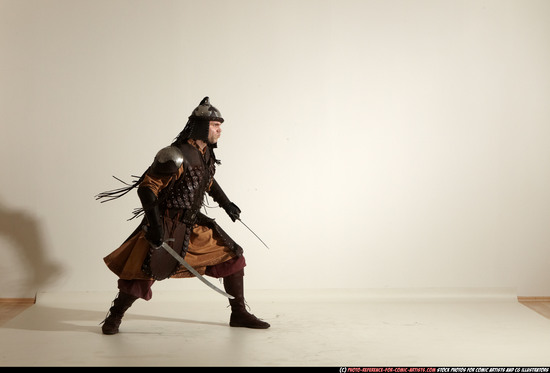 Man Adult Average White Fighting with sword Moving poses Army