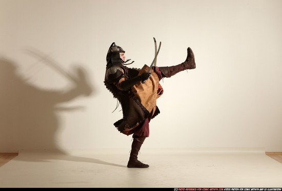 Man Adult Average White Fighting with sword Moving poses Army