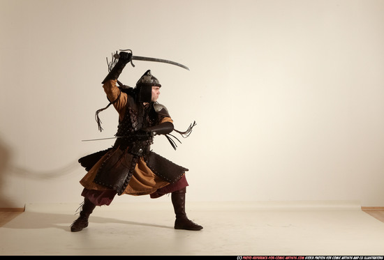 Man Adult Average White Fighting with sword Moving poses Army