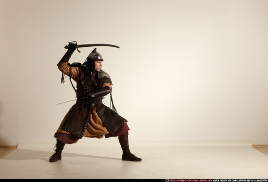 Man Adult Average White Fighting with sword Moving poses Army