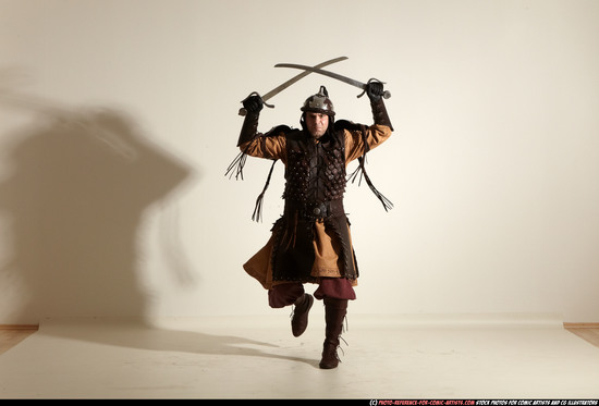 Man Adult Average White Fighting with sword Moving poses Army