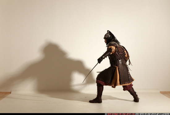 Man Adult Average White Fighting with sword Moving poses Army