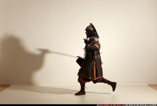 Man Adult Average White Fighting with sword Moving poses Army