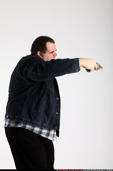 Man Adult Chubby White Fighting with gun Standing poses Casual