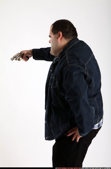 Man Adult Chubby White Fighting with gun Standing poses Casual