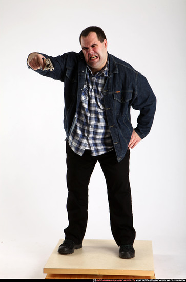 Man Adult Chubby White Fighting with gun Standing poses Casual