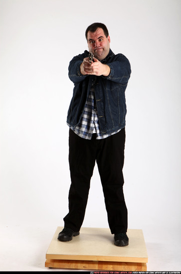 Man Adult Chubby White Fighting with gun Standing poses Casual