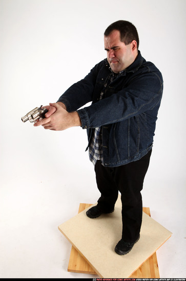 Man Adult Chubby White Fighting with gun Standing poses Casual