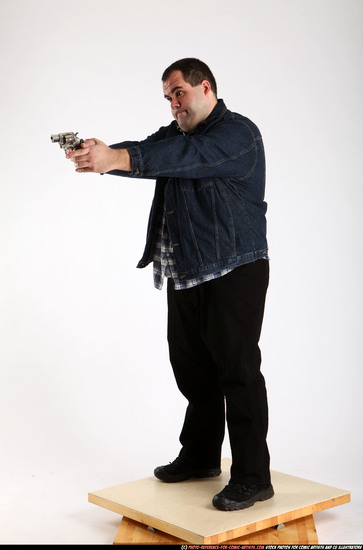 Man Adult Chubby White Fighting with gun Standing poses Casual