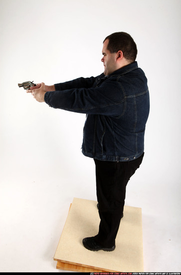 Man Adult Chubby White Fighting with gun Standing poses Casual