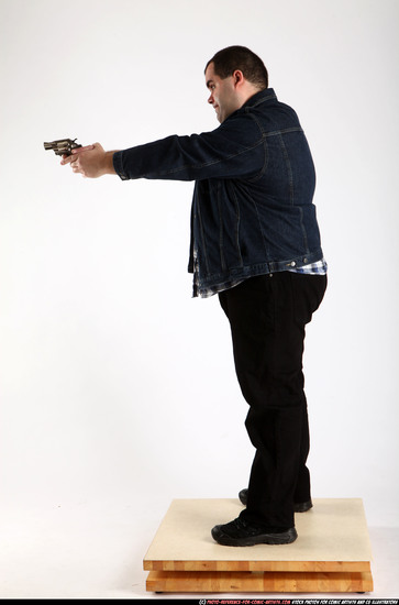 Man Adult Chubby White Fighting with gun Standing poses Casual