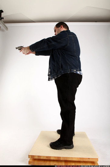 Man Adult Chubby White Fighting with gun Standing poses Casual