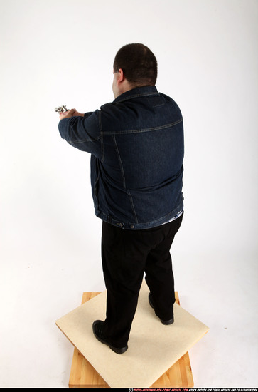 Man Adult Chubby White Fighting with gun Standing poses Casual