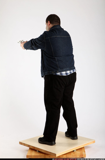 Man Adult Chubby White Fighting with gun Standing poses Casual