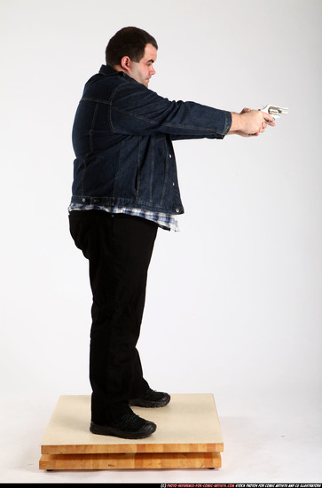 Man Adult Chubby White Fighting with gun Standing poses Casual