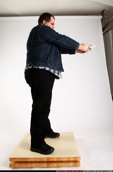 Man Adult Chubby White Fighting with gun Standing poses Casual