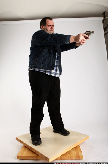 Man Adult Chubby White Fighting with gun Standing poses Casual
