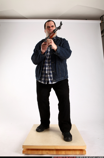 Man Adult Chubby White Fighting with gun Standing poses Casual