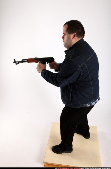 Man Adult Chubby White Fighting with gun Standing poses Casual